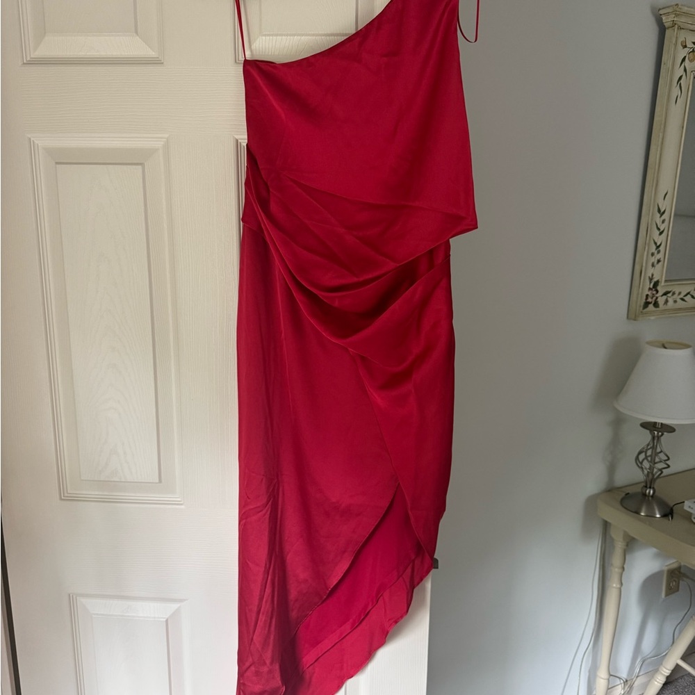 ASOS Red Asymmetrical Ruched Cocktail Dress